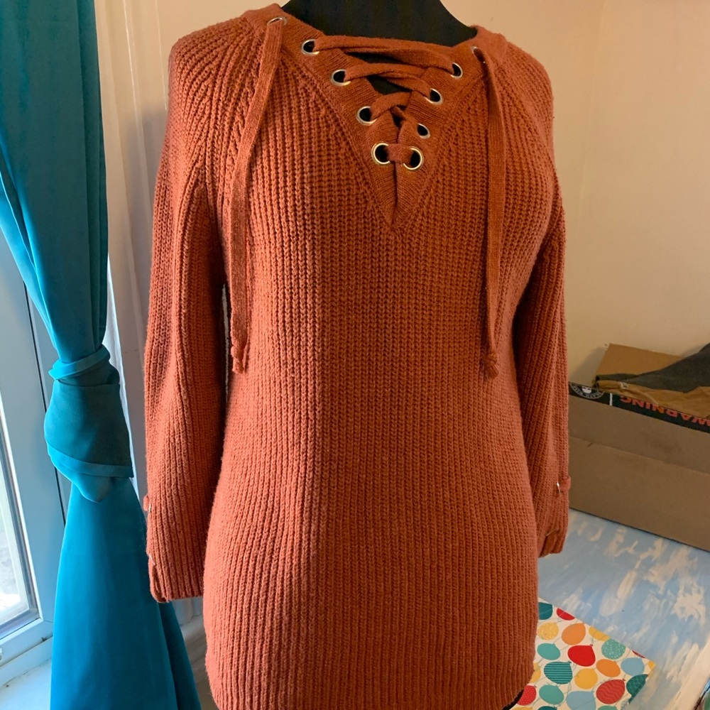 Orange Crochet Sweater - Picture 3 of 6